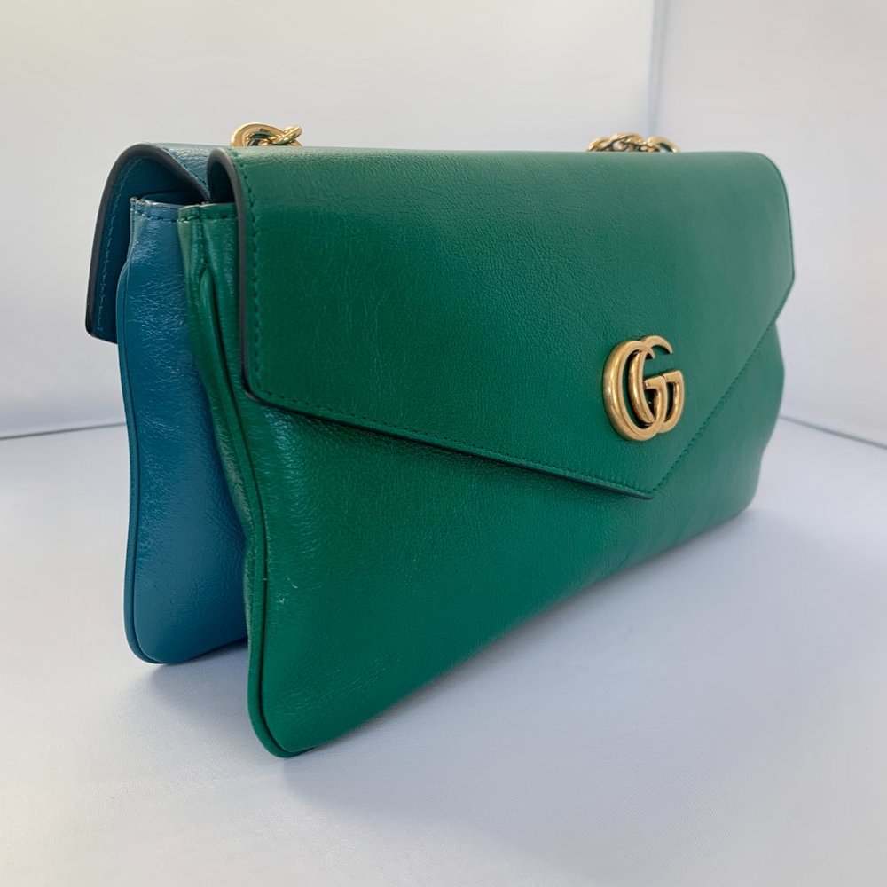 Gucci Thiara Double Envelope Shoulder Bag in Green NEW NEVER WORN W DUSTBAG - Picture 1 of 16